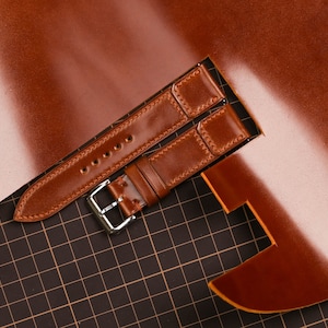Cognac Shell Cordovan Watch Strap, Vintage Watch Strap, Custom Watch Strap 16mm 17mm 18mm19mm 20mm 21mm 22mm 23mm 24mm KT230