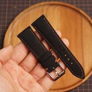 Bespoke Black Brown Jean Denim Watch Strap 16mm 17mm 18mm 19mm 20mm 21mm 22mm 23mm 24mm 26mm