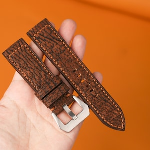 Bespoke Brown Burgundy Exotic Leather Watch Strap for Panerai 20mm 22mm 24mm 26mm KT47