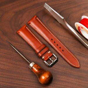 Calf leather watch strap, brown watch strap, vintage watch strap, handmade watch strap, custom watch strap 18mm 19mm 20mm 21mm 22mm KT213