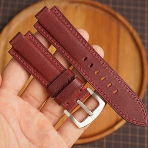 Bespoke Burgundy Buttero Leather Watch Strap for Aquis, PRX 35mm 39.5mm 41.5mm 43.5mm 45.5mm 46mm