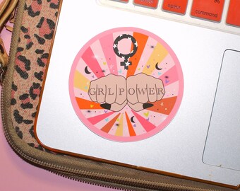 Girl Power Sticker | Feminist finger tattoo sticker | Women's rights stickers | feminist water bottle stickers | pink laptop stickers | cute
