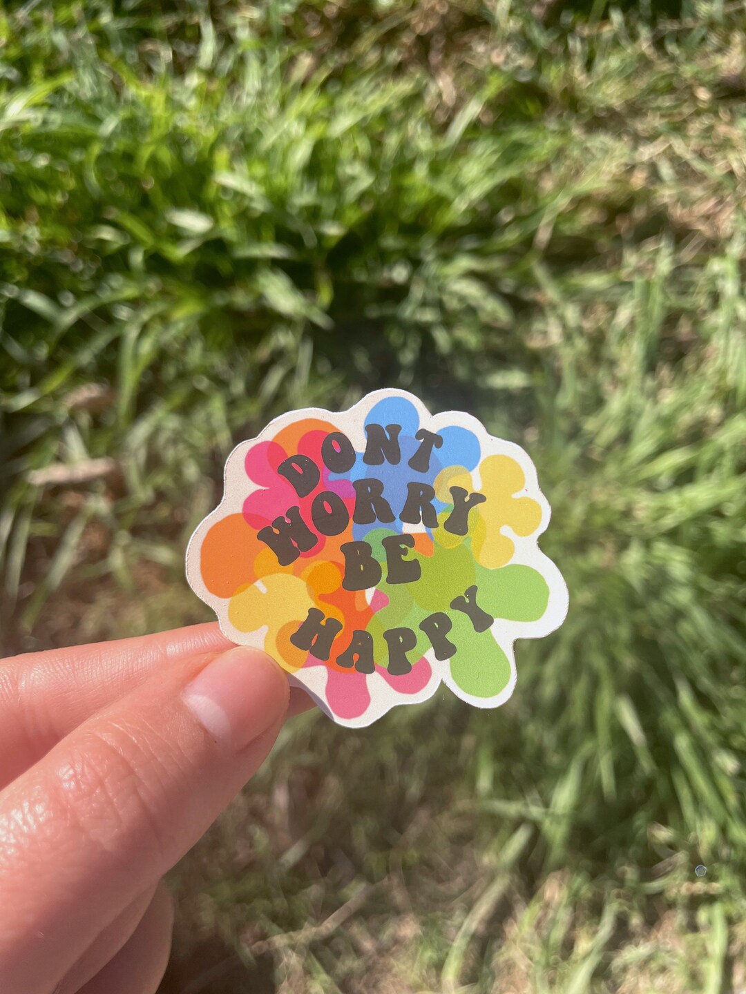 Dont Worry Be Happy Sticker | 70's Flower Stickers | Boho Water Bottle ...