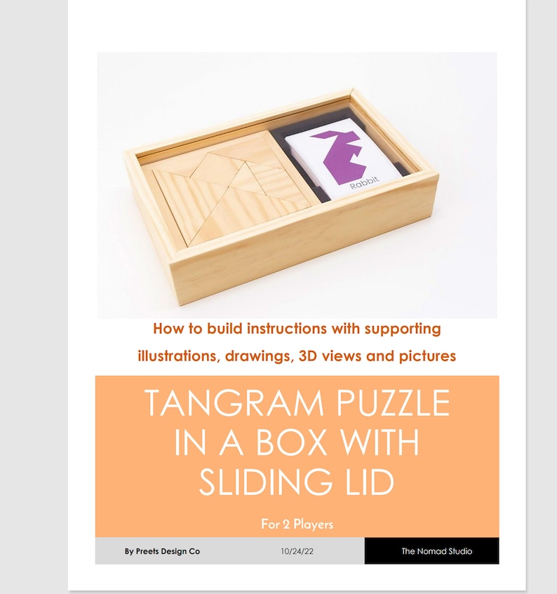 How to Build a Wooden Tangram Puzzle Set in a Box With Sliding Etsy