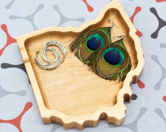 Ohio State shaped catchall tray in maple wood Jewelry Tray, key tray