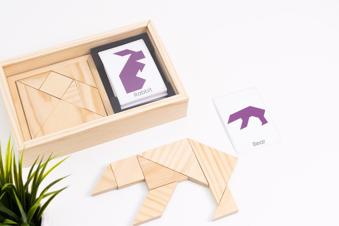How to Build a Wooden Tangram Puzzle Set in a Box With Sliding Etsy