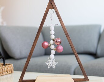 Table top Wood Christmas Tree with hanging ornaments