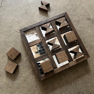 Handmade Mirrored Wood Tic Tac Toe Game image 1