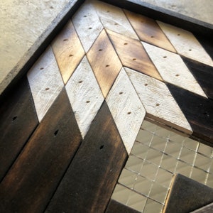 Dark Half Sunburst with Mirrors Southwestern Pattern Wood Wall Art image 3