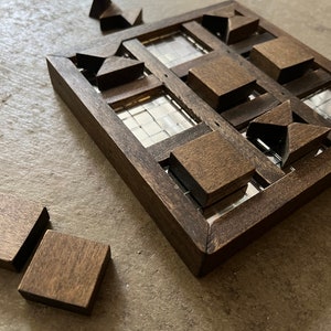 Handmade Mirrored Wood Tic Tac Toe Game image 2