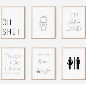 Poster Set Bathroom | Bathroom Print Set | Download Print | Decorative Print Guest Toilet | Bathroom Picture Set | Guest Toilet Sign Funny
