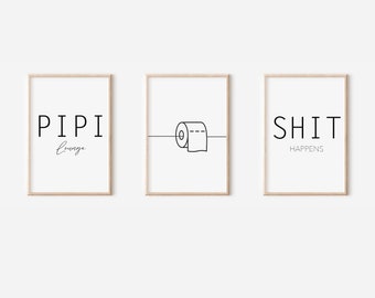 Poster Set Bathroom | Bathroom Print Set | Digital Download | Poster Guest Toilet | Bathroom Picture Set
