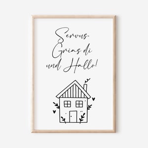 Servus, Grias di und Hallo Poster | Herzlich Willkommen Schild | Digital Download | Willkommensschild | Herzlich Willkommen Poster Eingang