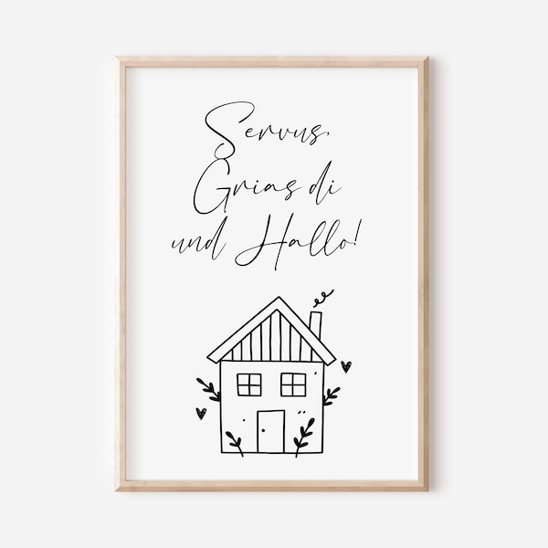 Servus, Grias di and Hallo Poster | Welcome Sign | digital download | Welcome sign | Welcome poster entrance