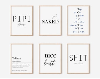 Bathroom Poster Set | Bathroom Print Set | Download Print | Decorative Print for Guest WC | Bathroom Picture Set