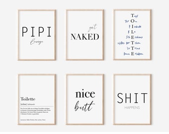 Poster Set Bathroom | Bathroom Print Set | Download Print | Deco print guest toilet | Bathroom Pictures Set