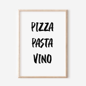 Pizza Pasta Vino Poster | Digital Download | Wine Poster Kitchen | Vino Poster Kitchen | wine sign