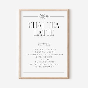 Chai Tea Latte Poster | digital download | Starbucks posters | Chai Latte Recipe | Starbucks Coffee | Kitchen Poster | coffee lover | tearover