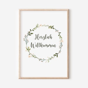 floral wreath poster | Welcome Sign | digital download | Welcome Poster | Spring Deco | House entrance decoration