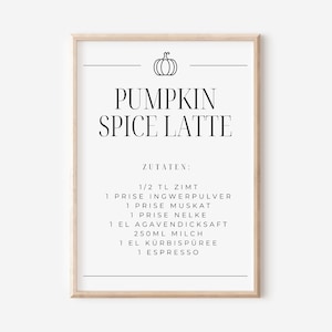 Pumpkin Spice Latte Rezept | Happy Halloween Poster | Digital Download | Halloween Print | Herbstliche Deko