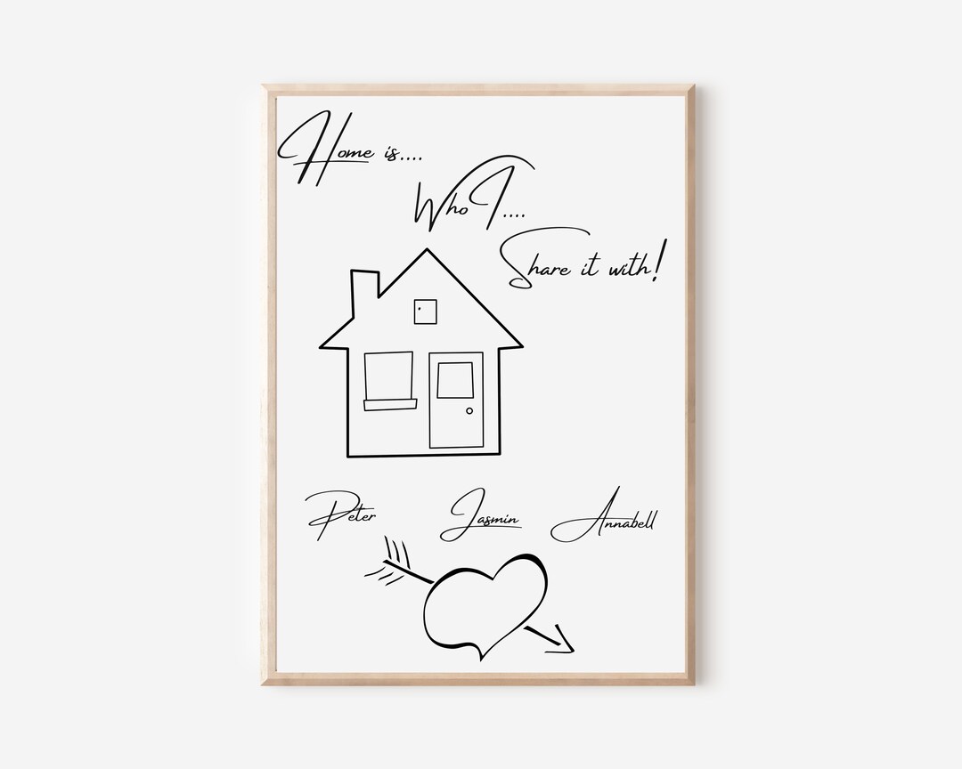 Home is Who I Share It With Poster Personalized Digital Etsy
