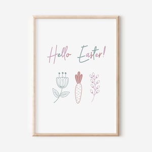 Hola cartel de Pascua | Descarga digital | Cartel de Pascua minimalista | feliz impresión de pascua ? Decoración de primavera | Decoración de Pascua | Póster DinA4
