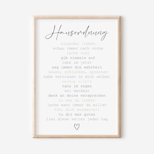 Hausordnung Familien Poster | Digitaler Download | Wanddeko Eingang | Einzugsgeschenk | Einweihungsgeschenk