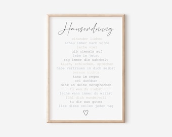 House Rules Family Poster | Digital Download | Wall Decoration Entrance | Housewarming Gift | Housewarming Gift