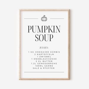 Pumpkin Soup Rezept | Happy Halloween Poster | Digital Download | Halloween Print | Herbstliche Deko