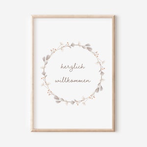 Welcome Poster | Welcome Sign | digital download | floral wreath poster | Spring Deco | House entrance decoration