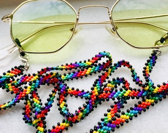 Rainbow Glasses Chain, Beaded Eyeglass Chain, Sunglasses Chain, Glasses Necklace, Sunglass Retainer, Eyewear Accessories, Glasses Lanyard