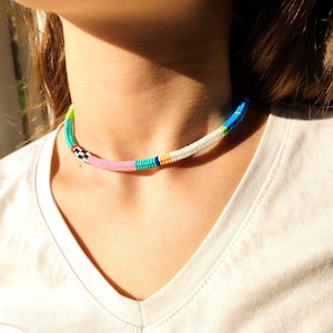 Pastel Glass Seed Bead Choker: Handmade Colorful Necklace, Spring Style, Summer Jewelry Gift, Beaded Necklaces, Mothers Day Gift