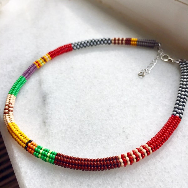 Handmade Woven Beaded Necklaces, Gift Her Birthday Unique, Statement Jewelry, Modern Rope Necklace, Choker Necklaces, Colorful Jewelry