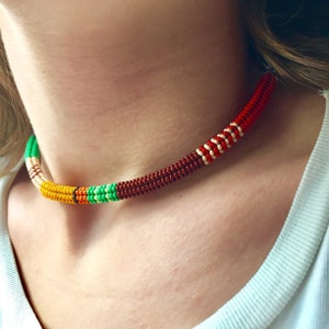 HERBST Farben Halskette, Handgemachte Choker, Herbst Stil Schmuck, Perlenketten, Zubehör Geschenk Sie, Halskette Frauen Boho, Gewebte Halskette