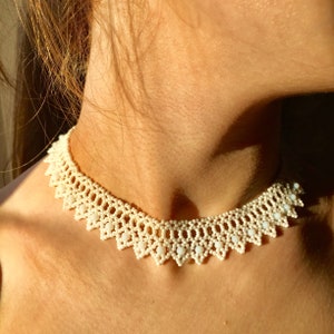 Handmade White Seed Bead Choker, Minimalist Victorian Necklace, Bridal Jewelry, Sister in Law Wedding Gift