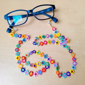 Glasses Chain Beaded, Colorful Accessories, Eyeglass Necklace, Handmade Gift Women, Boho Glasses Holder