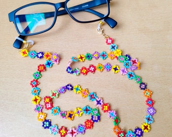 Chaîne de lunettes colorée, Collier de lunettes, Accessoires faits main, Lanière de lunettes de soleil, Cadeau pour femmes, Bijoux d'été, Chaîne de lunettes en perles