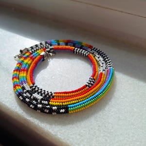 Handmade Rainbow Seed Bead Necklace: Boho Layering Rope Jewelry