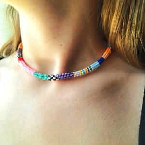 Unique Colorful Necklace, Seed Bead Choker, Fall Style Jewelry, Accessories Gift, Personalized Gift, Gifts-for-Her, Best-Sellers