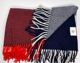 Manta de lana virgen brillante y a cuadros: extra suave, fabricada en Lituania