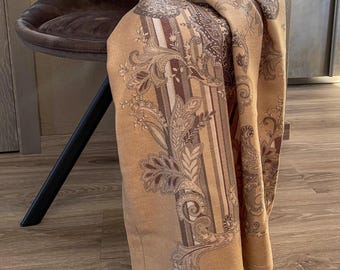 Manta de lana virgen con estampado paisley: extra suave, fabricada en Lituania (150 cm x 190 cm)