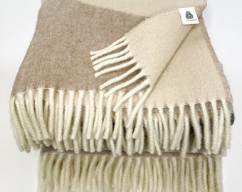 Wool Blanket Throw: Plaid Mountain Design, Made in Lithuania (51"x75")