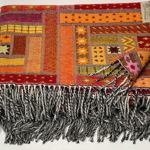 Extra Soft High Quality Merino Wool Aztec Style Colorful Blanket Plaid Bedspread Made in Lithuania 130 cm * 190 cm (51&quot; - 75&quot;)