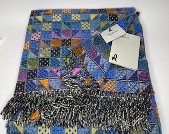 Lana Wool Blanket: Colorful Plaid Bedspread with Fringe, Made in Lithuania