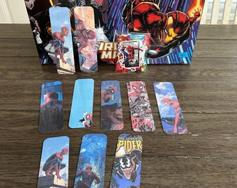 Juego de marcapáginas laminados de Spider-Man – Paquete de 3 o 5 unidades