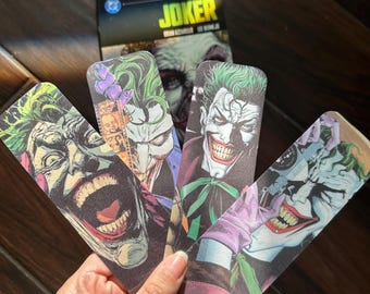 Juego de marcapáginas laminados de El Joker – Paquete de 4
