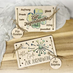 Geldgeschenk Jugendweihe | Karte Holz |  zur Jugendweihe | Holz Geschenk | Personalisiert | Geschenkidee