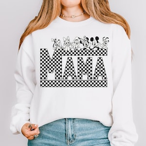 Mickey And Friends Tee, Disney Mama Checkered Hoodie, Disney Mom Dad Tee, Family Vacation Birthday Shirt, Family Matching T-shirt