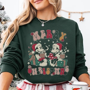 Mickey Minnie Merry Christmas Sweatshirt, Disney Weihnachten Shirt, Disney Weihnachten Paar T-Shirt, Disney Christmas Trip Shirt, Weihnachtsfeier