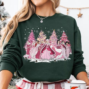 Pink Princess Christmas Tree Shirt, 2025 Christmas Girl Trip, Family Christmas Sweatshirt, Pink Christmas Tree T-shirt